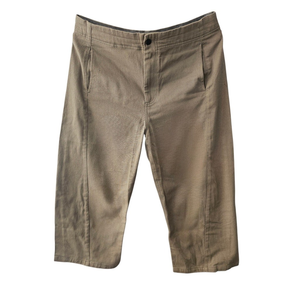 Roucha Paya Denim Cropped Pants Olive Taupe High Rise Wide Leg Size C